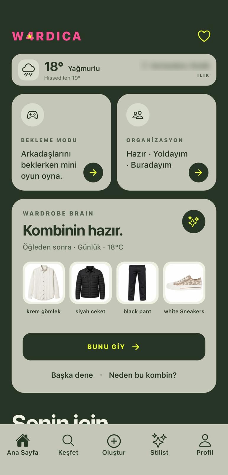W4RDICA ana sayfa: günün hazır kombini